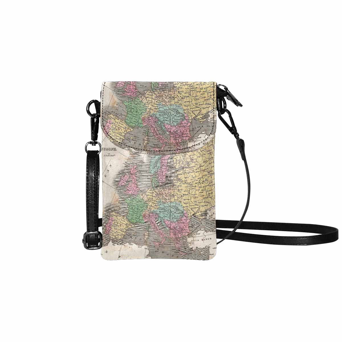 Antique map cell phone purse, moble purse, Design 09