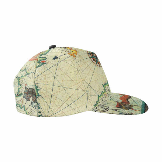 Antique Map design mens or womens deep snapback cap, trucker hat, Design 33
