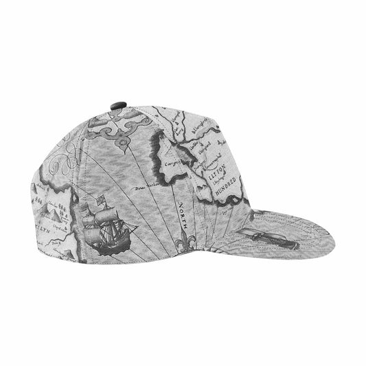 Antique Map design mens or womens deep snapback cap, trucker hat, Design 11