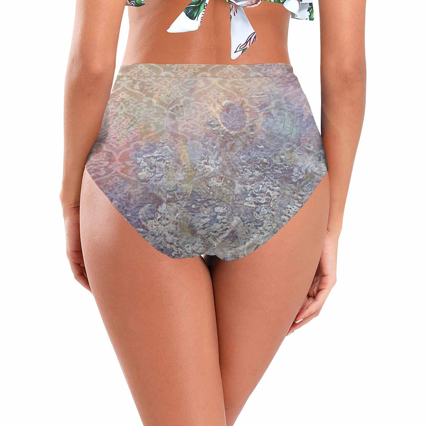 Vintage floral High waist bikini bottom, Design 54x