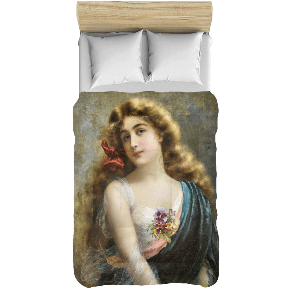 Victorian lady design comforter, twin, twin XL, queen or king, An auburn beauty