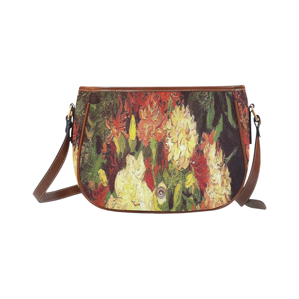 Vintage floral handbag, Design 33 Model 1695341 Saddle Bag/Large (Model 1649)