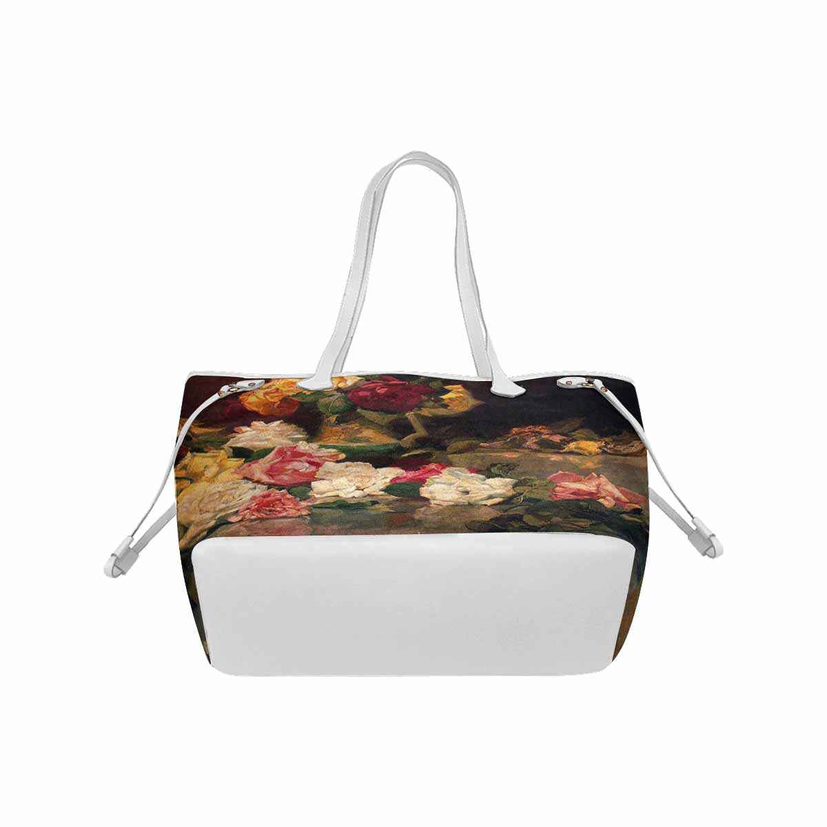 Vintage Floral Handbag, Classic Handbag, Mod 1695361, Design 37 WHITE TRIM