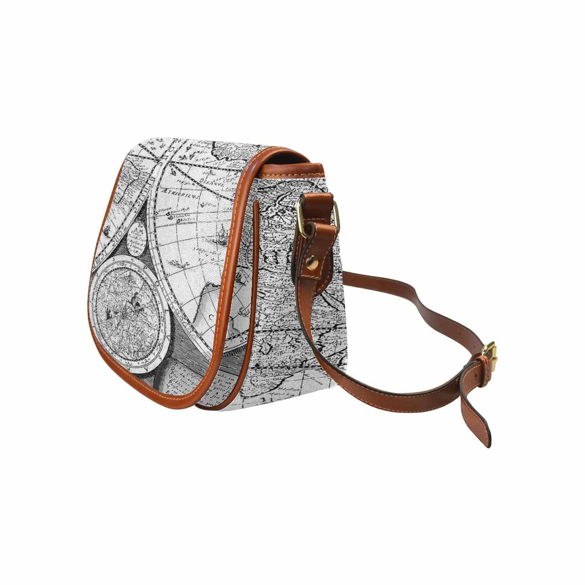 Antique Map design Handbag, saddle bag, Design 29