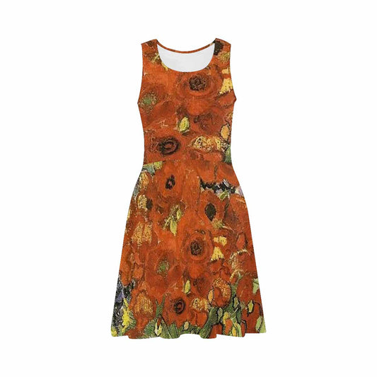 Vintage floral short summer flare dress,  XS to 3XL plus size, model D09534 Design 56