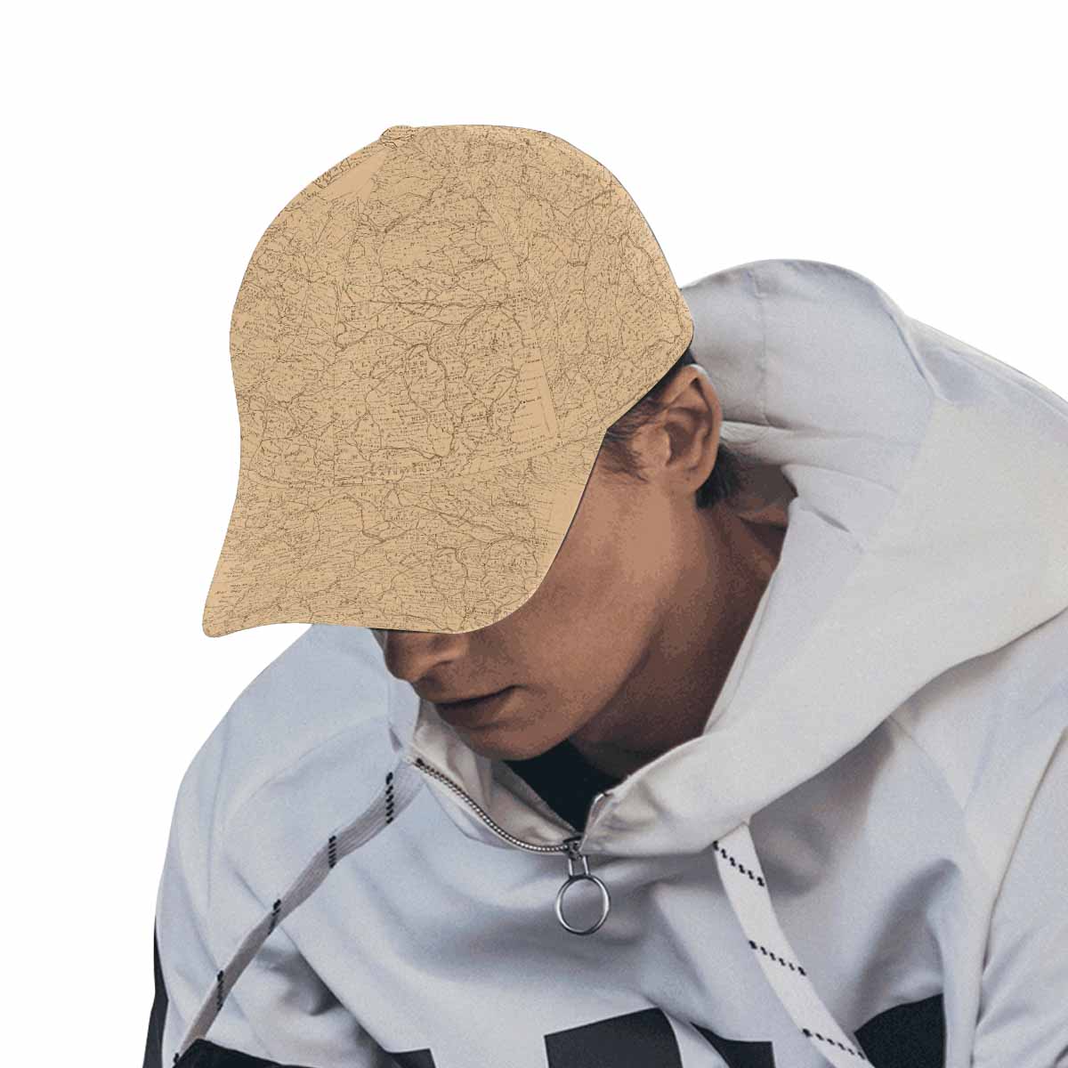 Antique Map design dad cap, trucker hat, Design 51