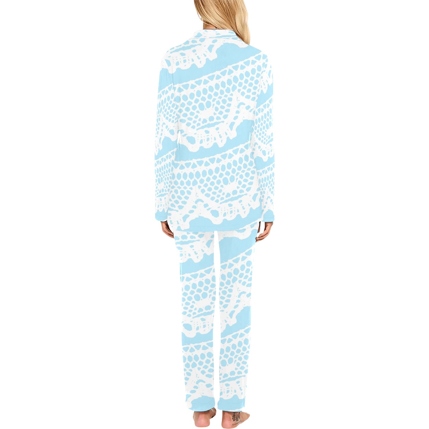 Victorian printed lace pajama set, design 08 Women's Long Pajama Set (Sets 02)