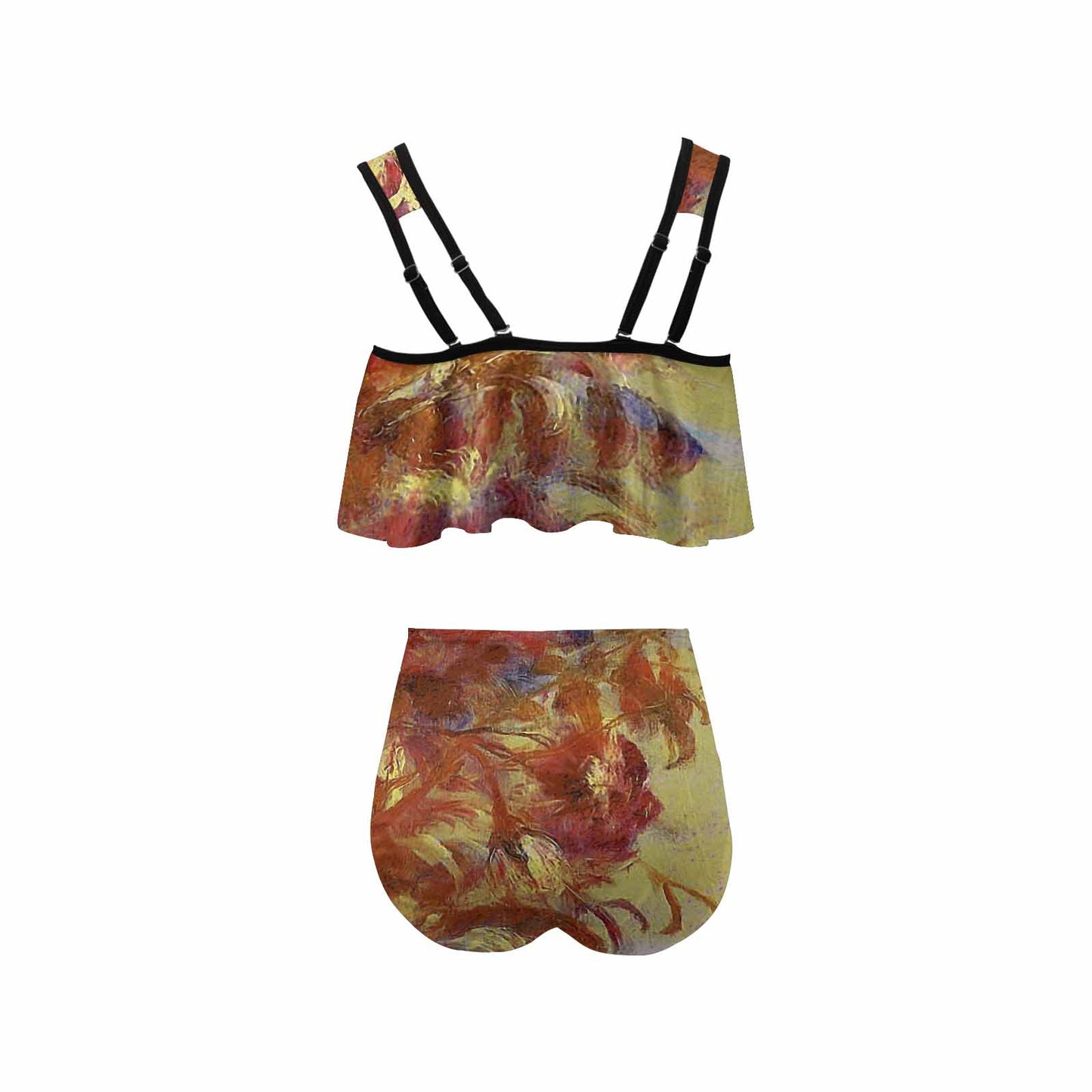 Vintage floral high waisted flounce top bikini, swim wear, Design 11