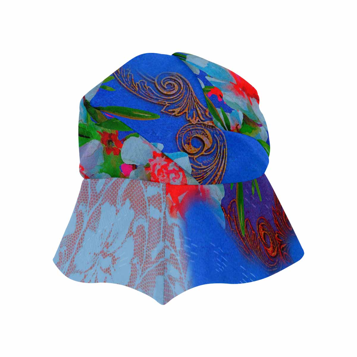 Victorian lace print, wide brim sunvisor Hat, outdoors hat, design 46