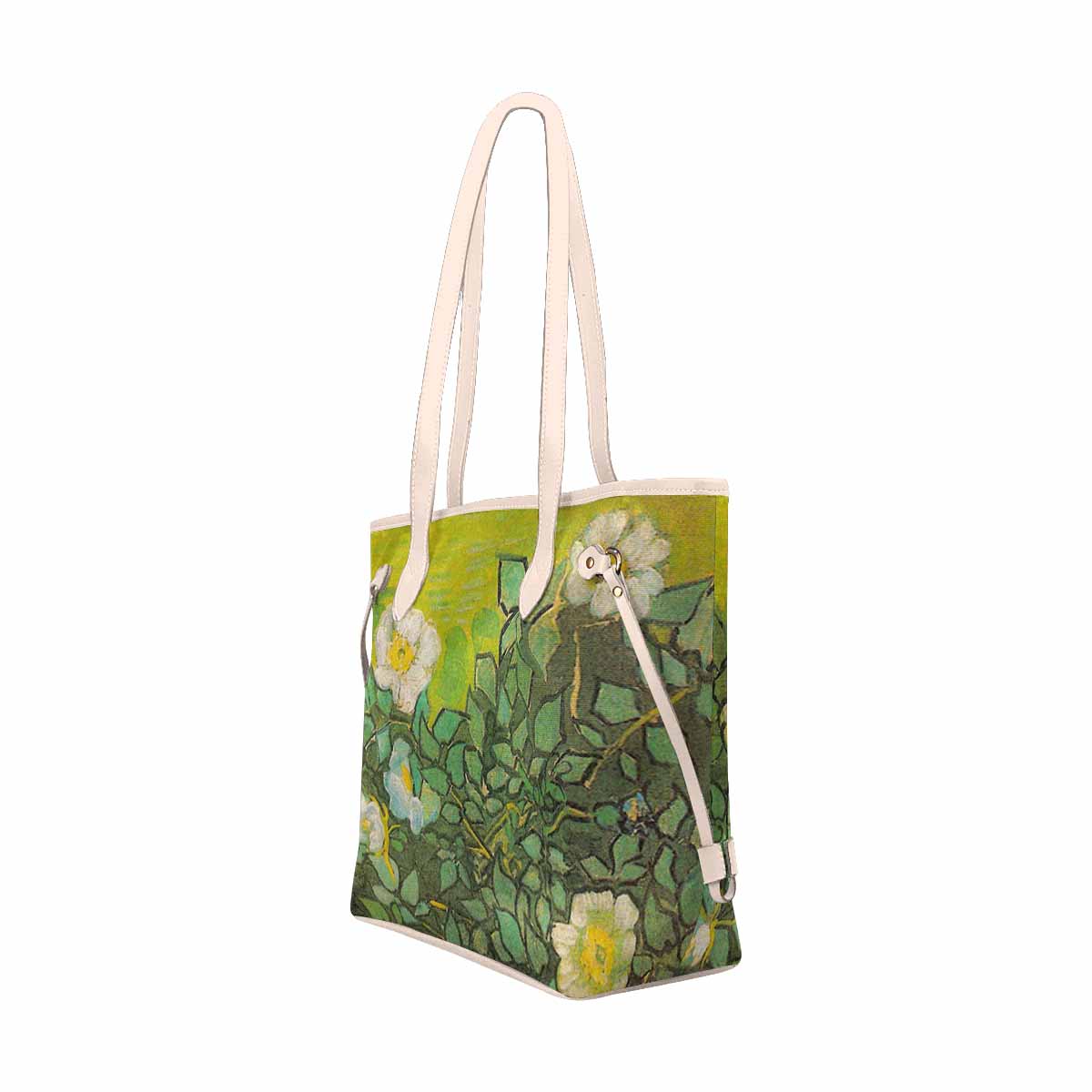 Vintage Floral Handbag, Classic Handbag, Mod 1695361 Design 01, BEIGE/TAN TRIM