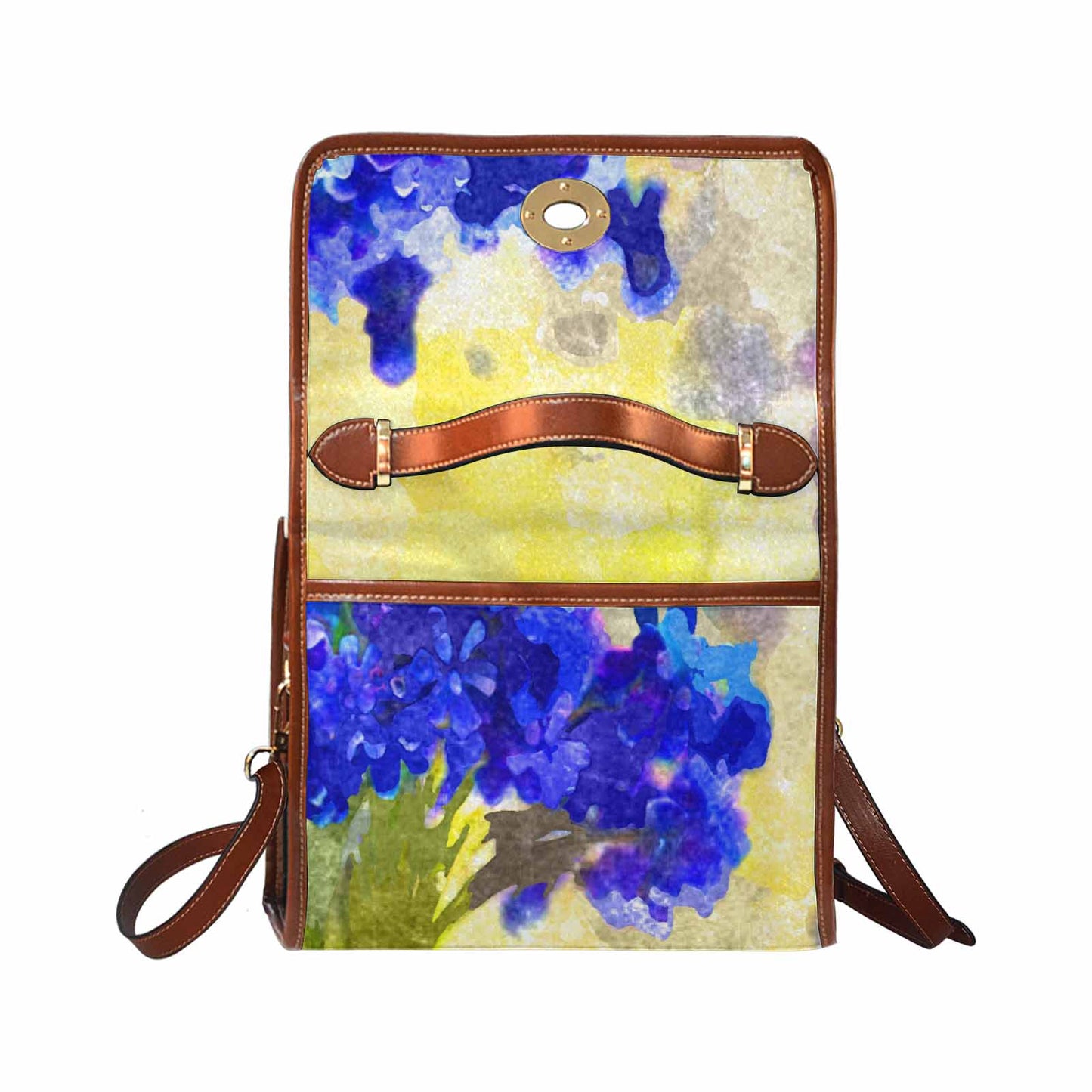 Water Color Florals, All Over Print Waterproof Canvas Bag, Mod 1695341 Design 105 BROWN STRAP