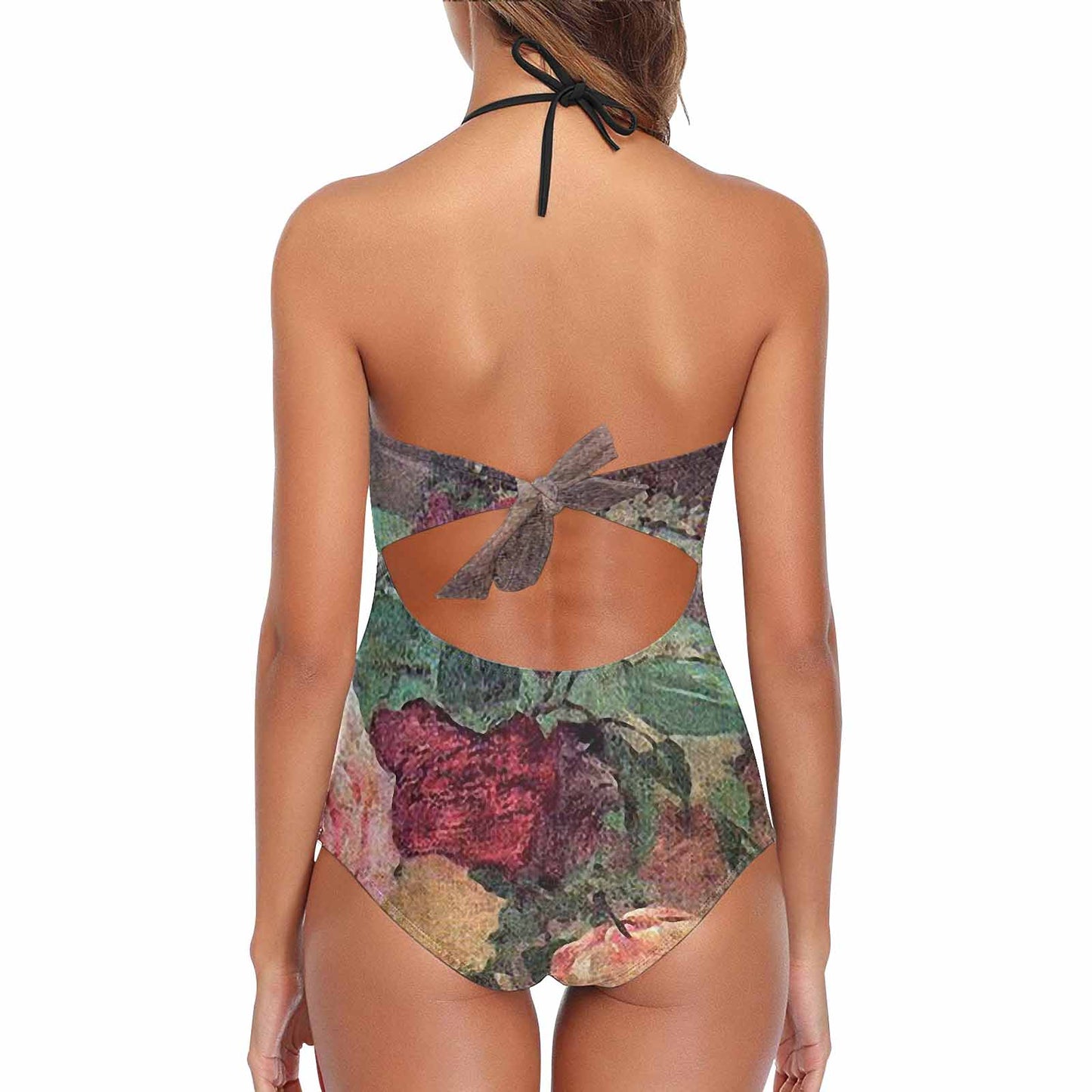 Vintage floral, vintage chest collar, one piece swim wear, Design 29