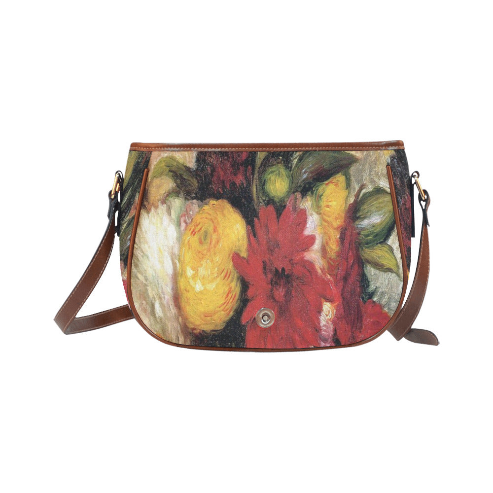 Vintage floral handbag, Design 25 Model 1695341 Saddle Bag/Large (Model 1649)