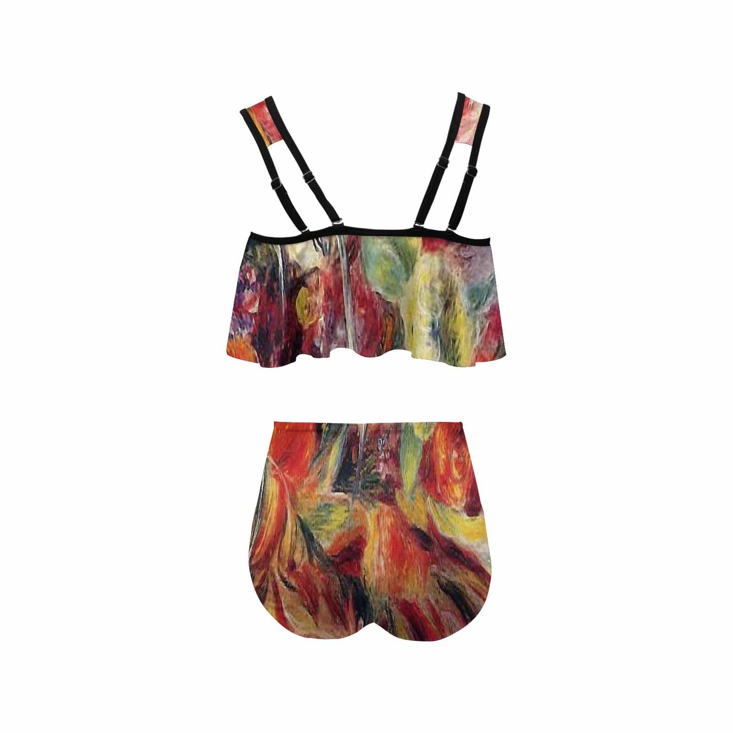Vintage floral high waisted flounce top bikini, swim wear, Design 19