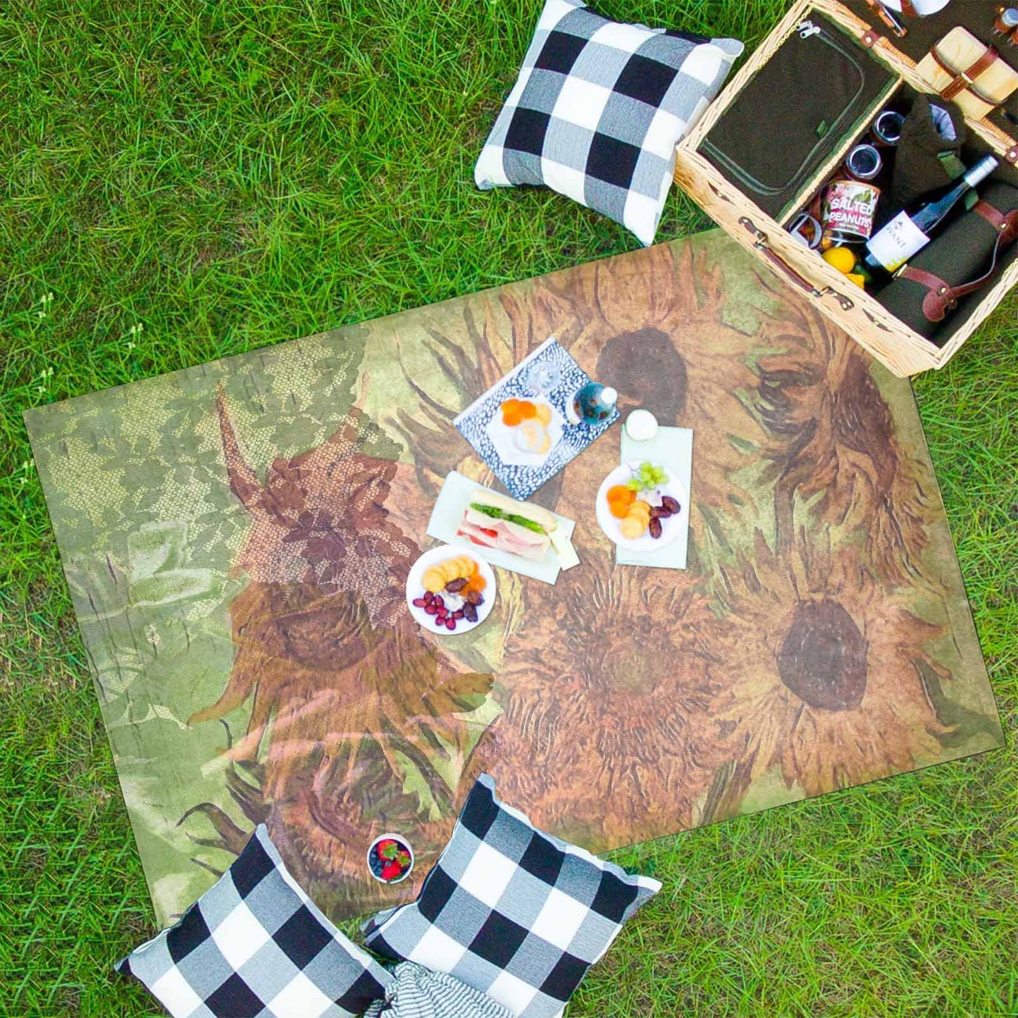 Vintage Floral waterproof picnic mat, 81 x 55in, Design 48xx