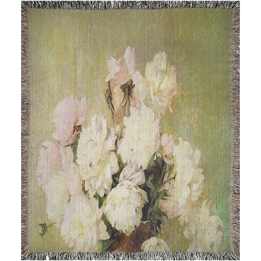 100% cotton Vintage Floral design woven blanket, 50 x 60 or 60 x 80in, Design 35
