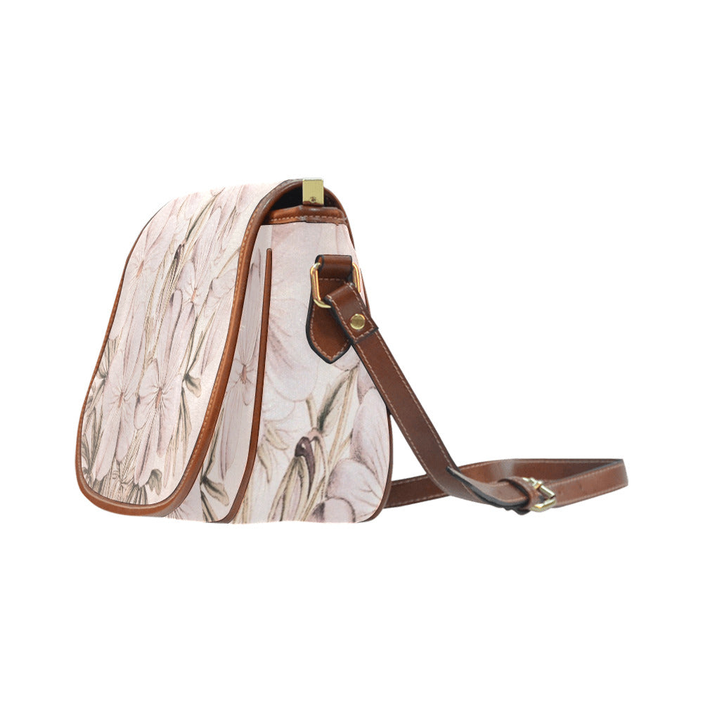 Vintage floral handbag, Design 13x Model 1695341 Saddle Bag/Large (Model 1649)
