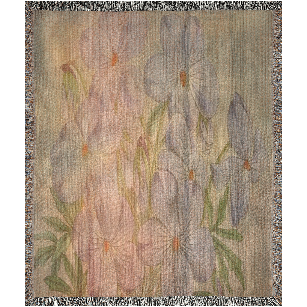 100% cotton Vintage Floral design woven blanket, 50 x 60 or 60 x 80in, Design 13xx