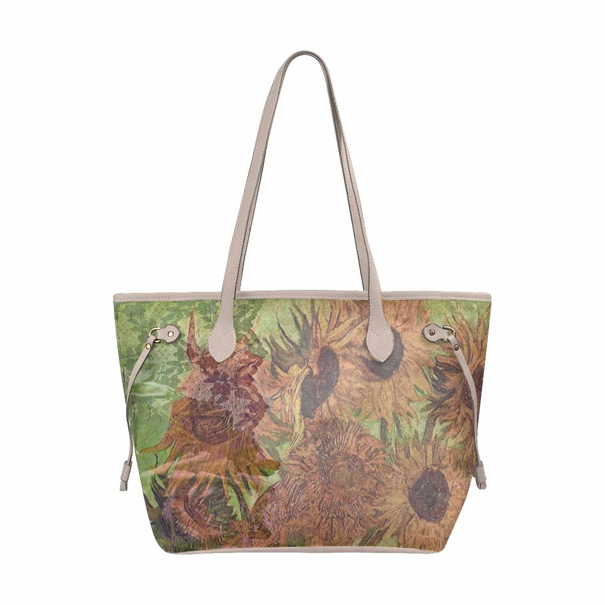Vintage Floral Handbag, Classic Handbag, Mod 1695361, Design 48xx BEIGE/TAN TRIM