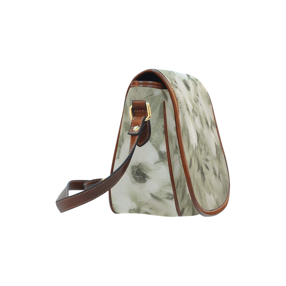 Vintage floral handbag, Design 03x Model 1695341 Saddle Bag/Large (Model 1649)