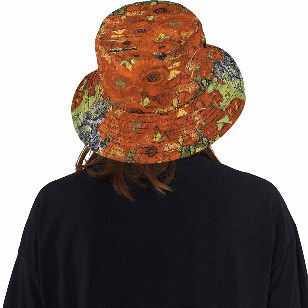 Vintage floral unisex bucket boonie Hat, outdoors hat, Design 56