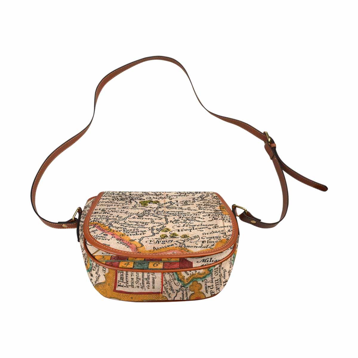 Antique Map design Handbag, saddle bag, Design 12