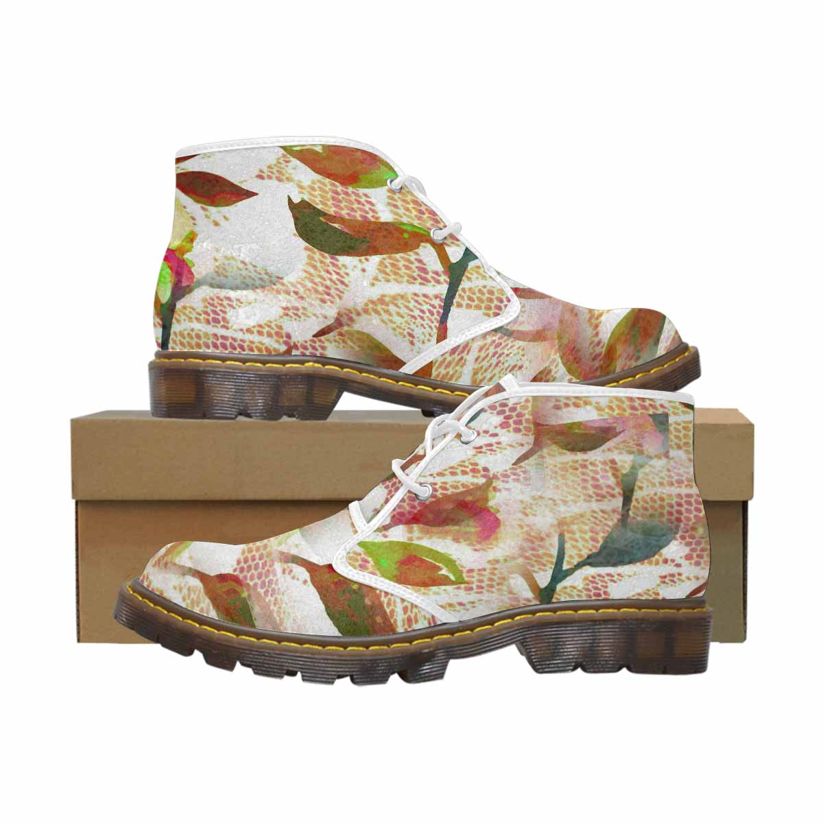 Lace Print, Cute comfy womens Chukka boots, design 52