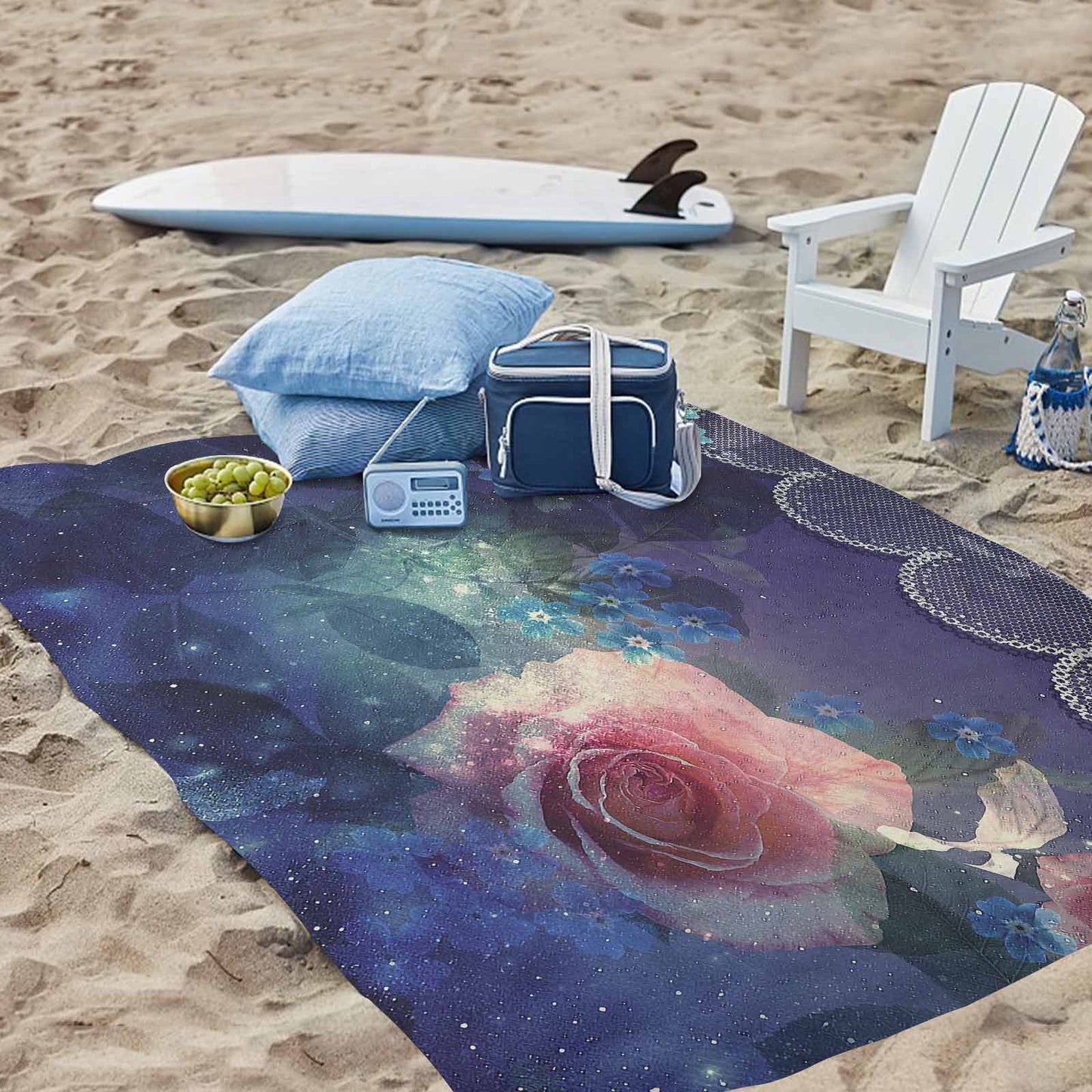 Victorian lace print waterproof picnic mat, 81 x 55in, design 02