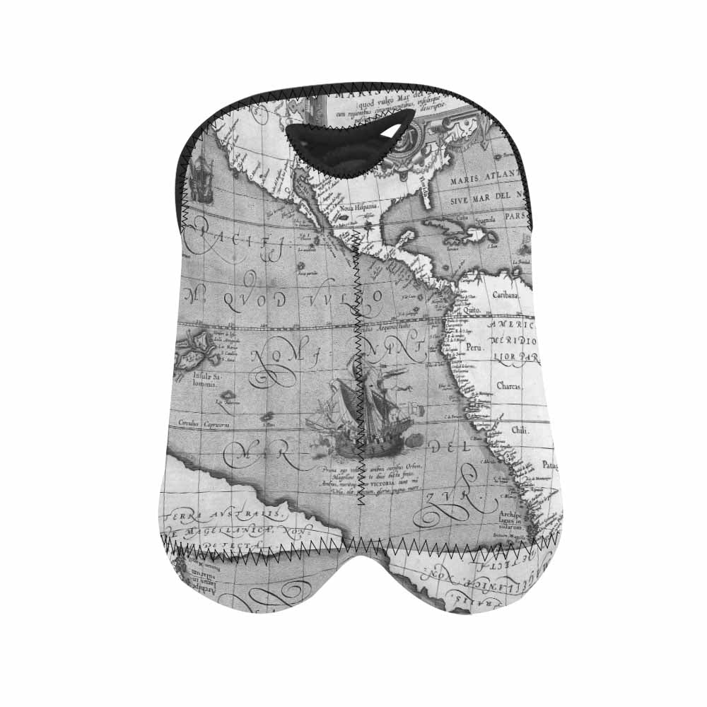 2 Bottle Antique map wine bag,Design 44