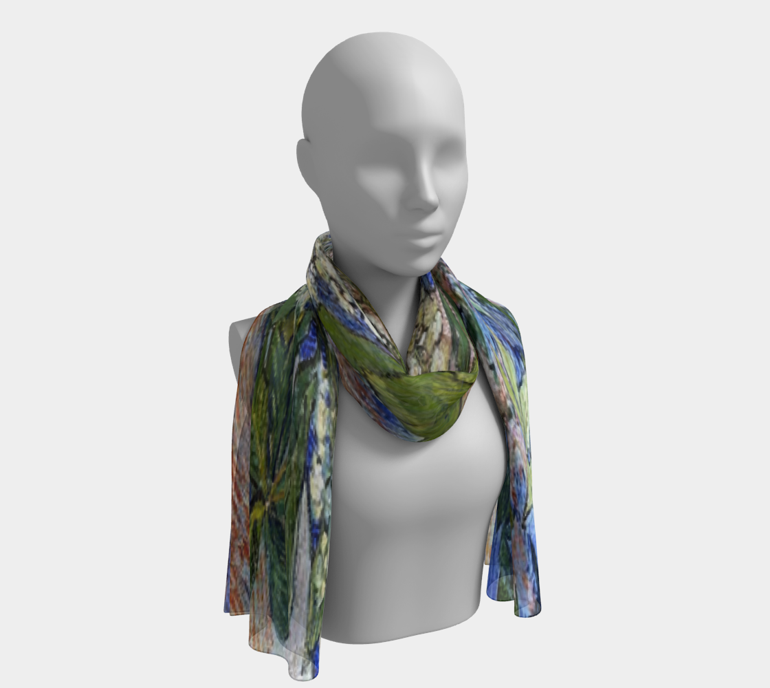 Vintage floral RECTANGLE satin charmeuse scarf, Design 04