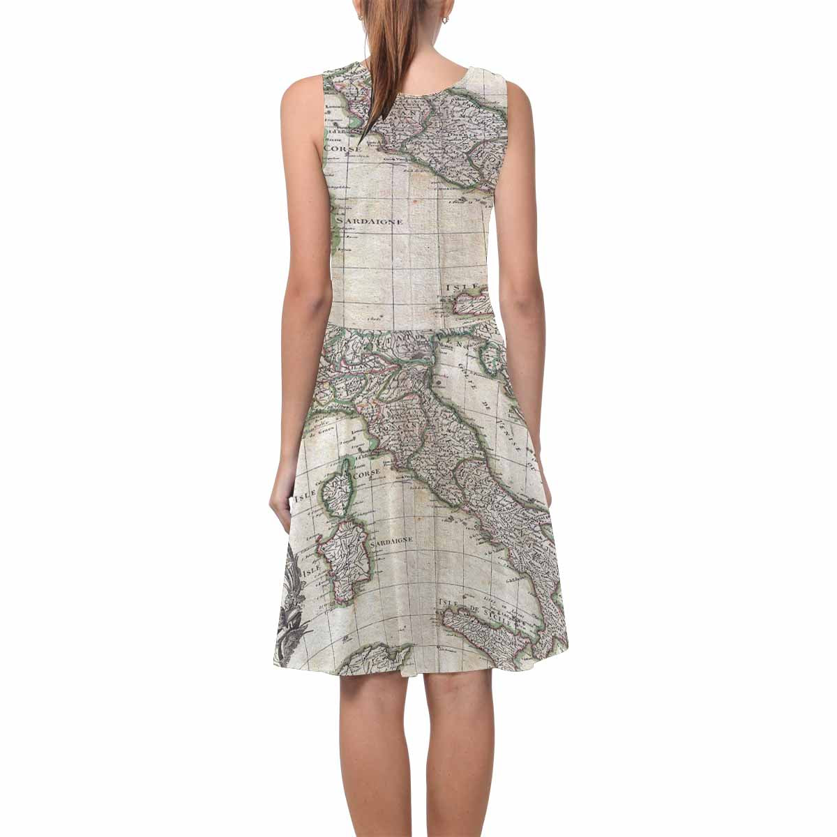 Antique Map casual summer dress, MODEL 09534, design 52