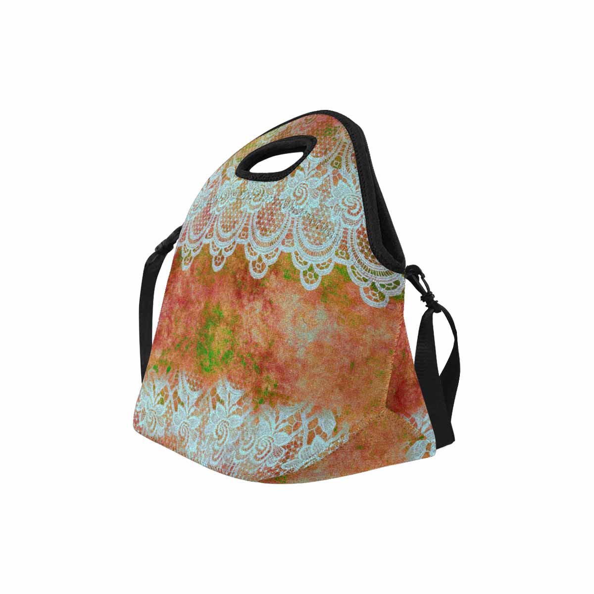 Victorian lace print insulated lunch bag, design 31