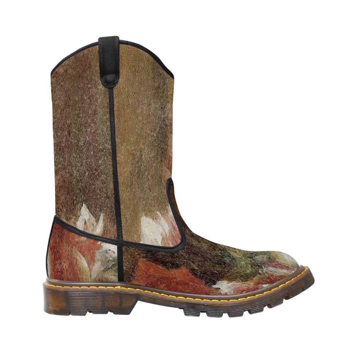 Vintage floral print, western lumber boots Design 15