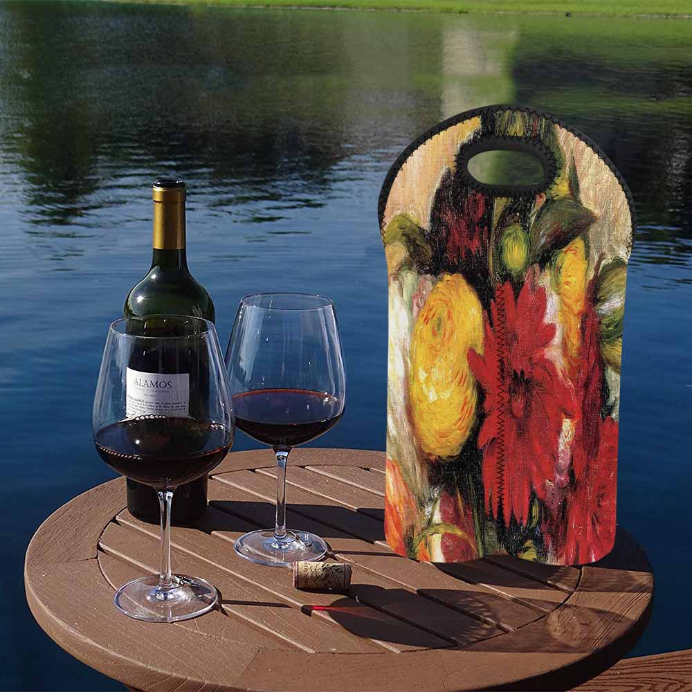 Vintage floral 2 bottle wine bag, Design 25