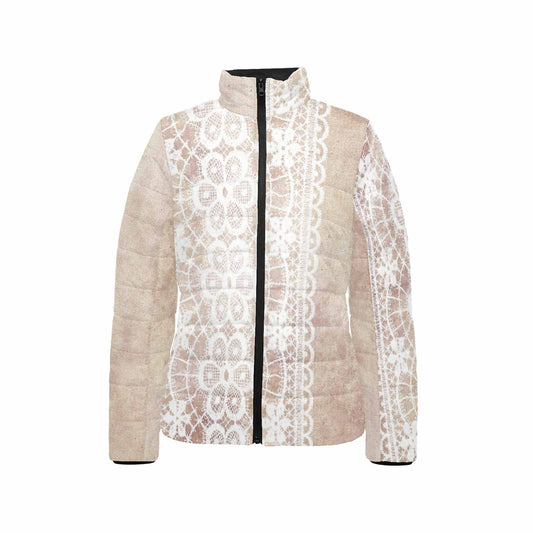 Victorian Lace print womens padded quilted jacket, design 35