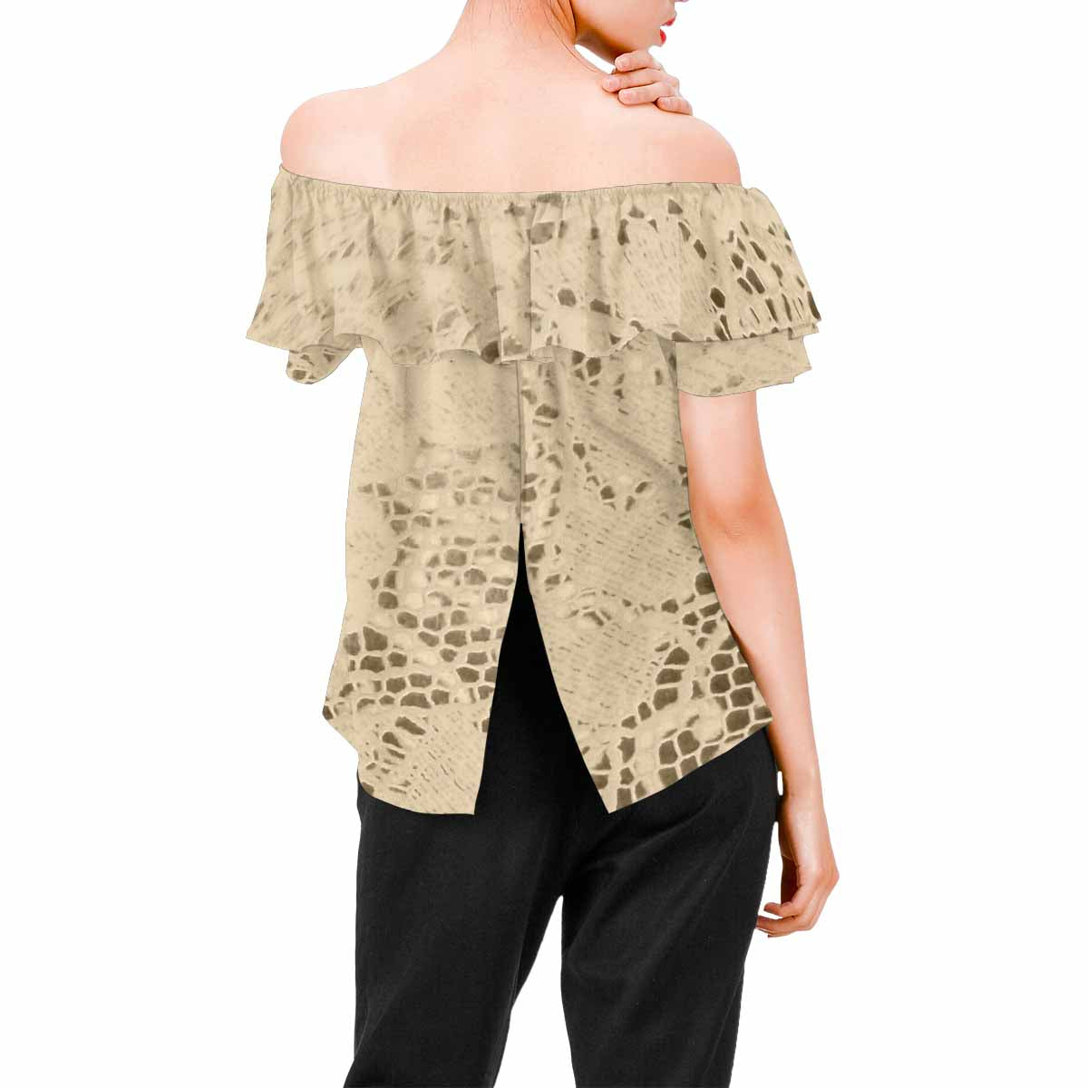 Victorian Lace print Chiffon Blouse, design 26