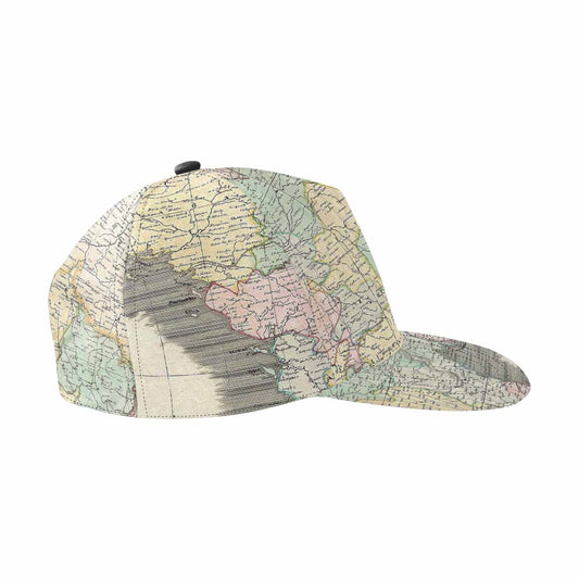 Antique Map design mens or womens deep snapback cap, trucker hat, Design 39