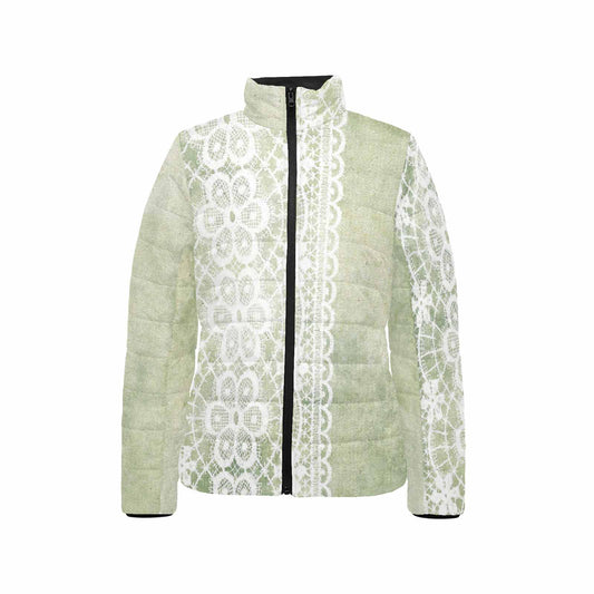 Victorian Lace print womens padded quilted jacket, design 42
