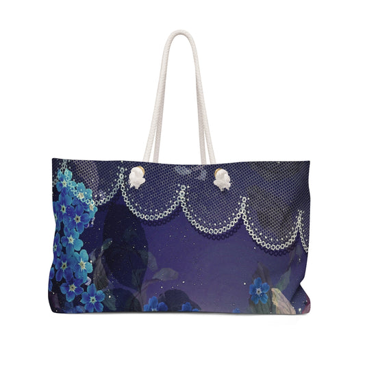 Victorian lace print weekender bag, large, design 02