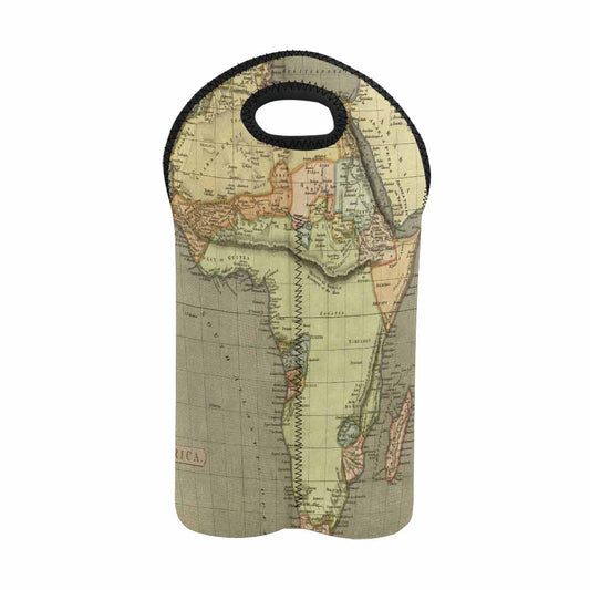 2 Bottle Antique map wine bag,Design 04
