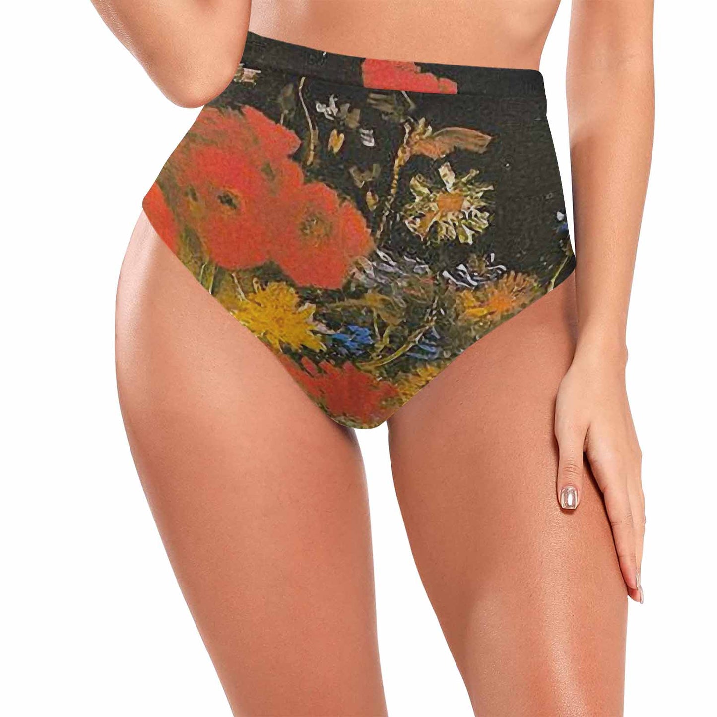 Vintage floral High waist bikini bottom, Design 60