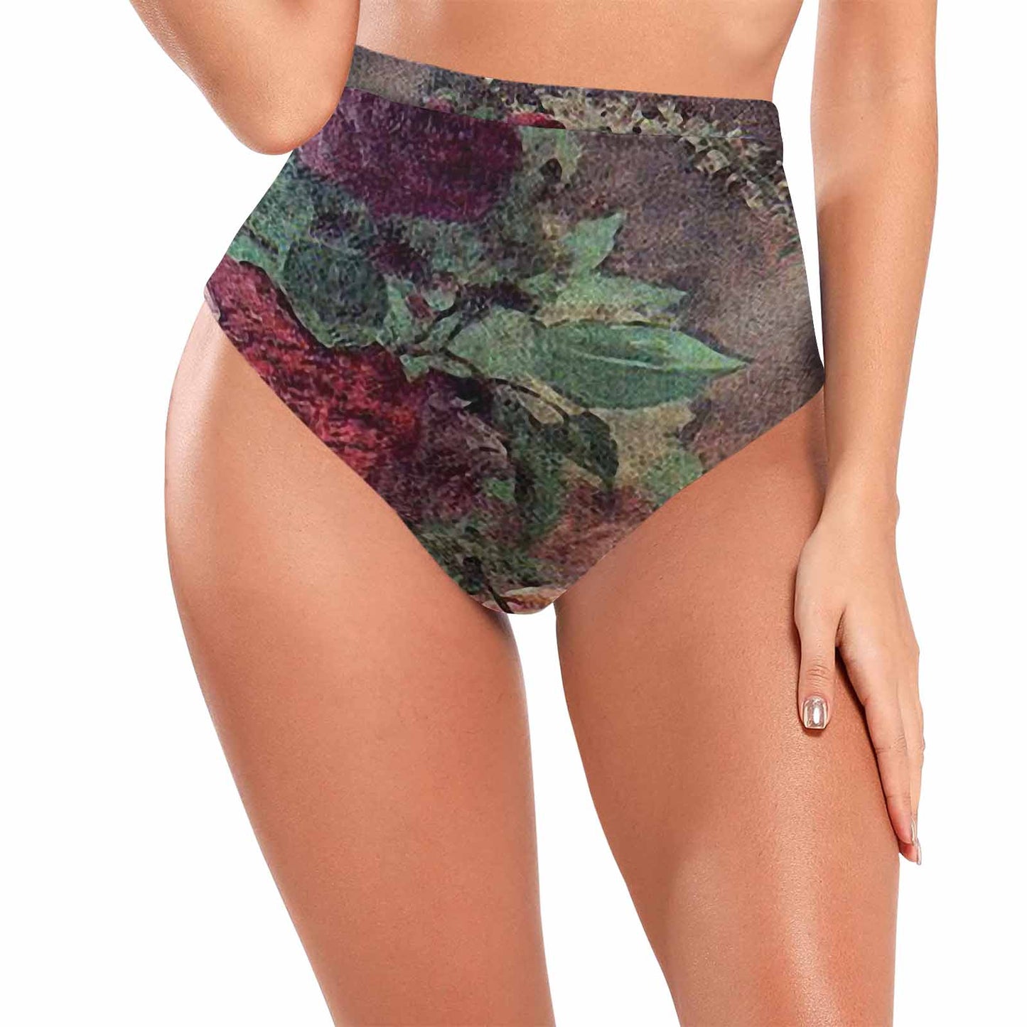 Vintage floral High waist bikini bottom, Design 29