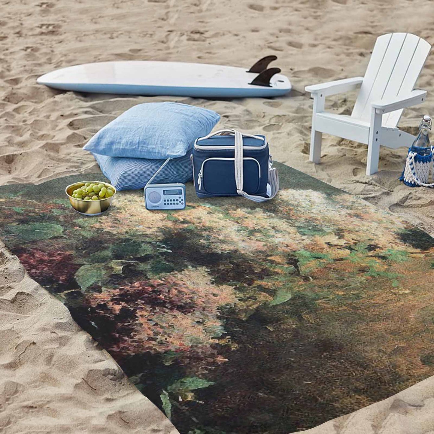 Vintage Floral waterproof picnic mat, 81 x 55in, Design 34