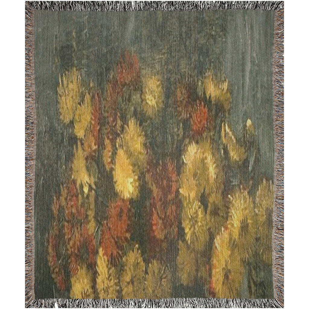 100% cotton Vintage Floral design woven blanket, 50 x 60 or 60 x 80in, Design 28