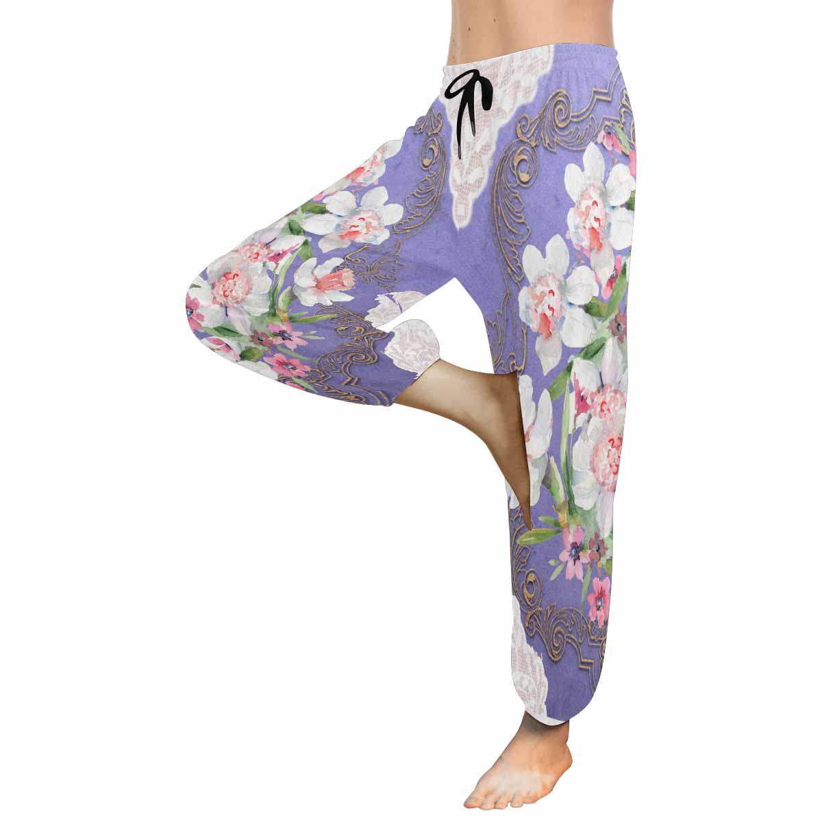 Victorian lace print Haram pants, loose comfy pants design 47