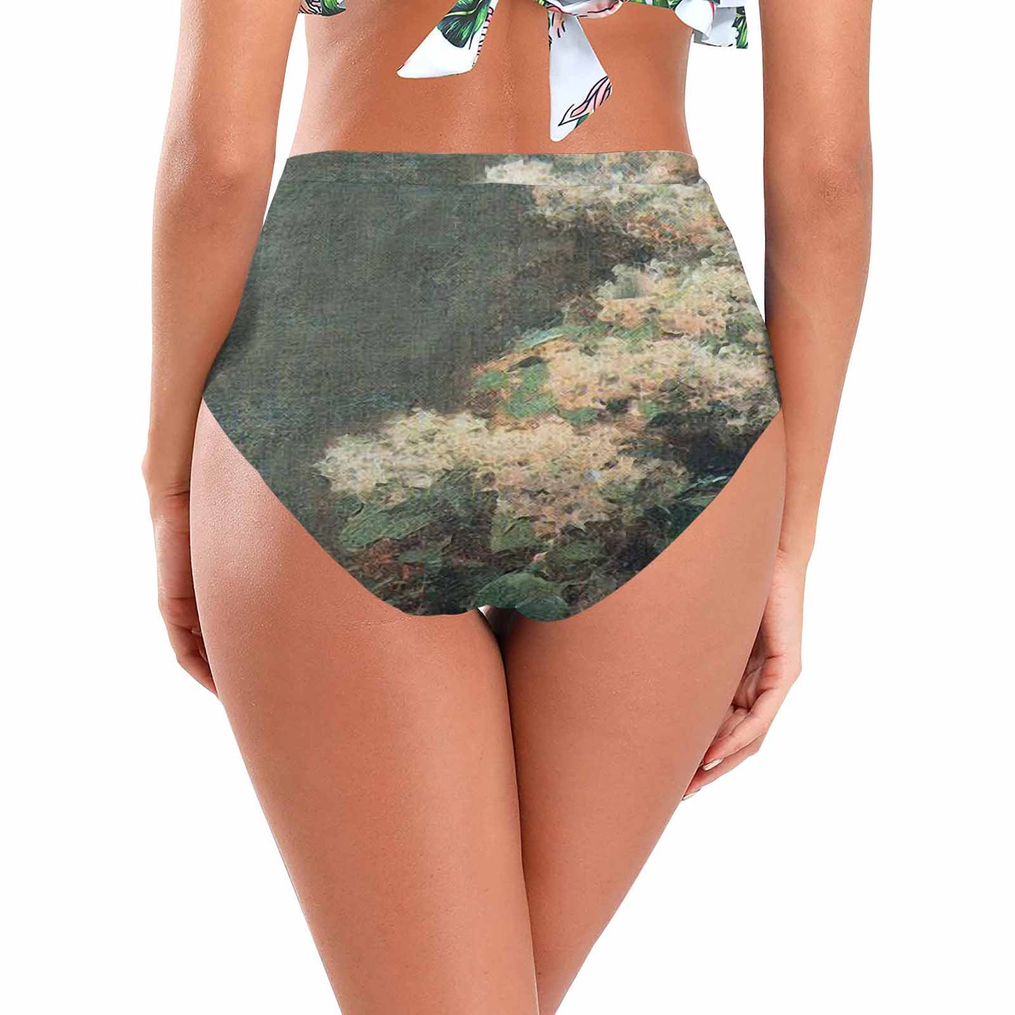 Vintage floral High waist bikini bottom, Design 34