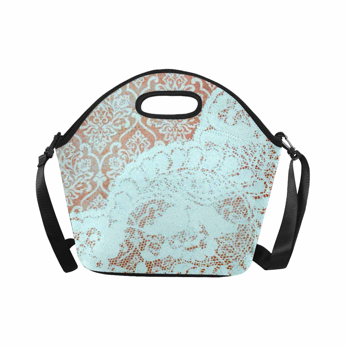Victorian lace print insulated lunch bag, design 23