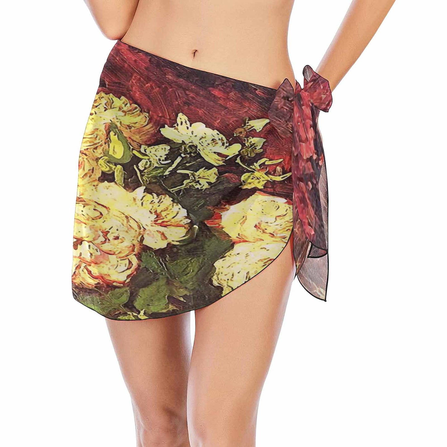 Vintage floral, beach sarong, beach coverup, swim wear, Design 27