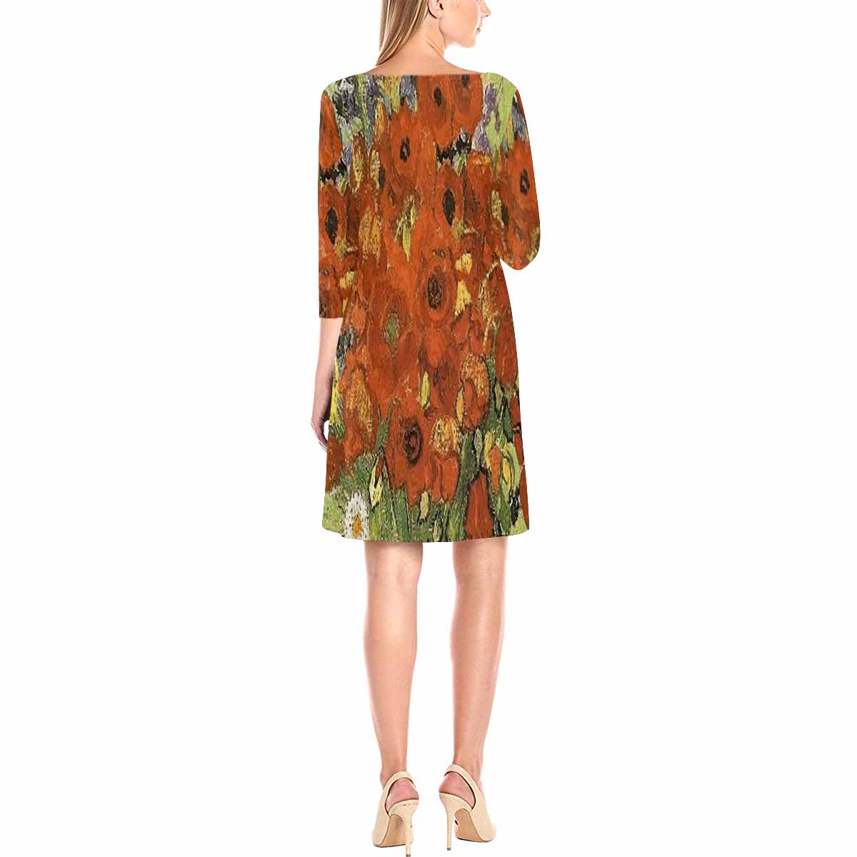 Vintage floral loose dress, XS to 3X plus size, model D29532 Design 56
