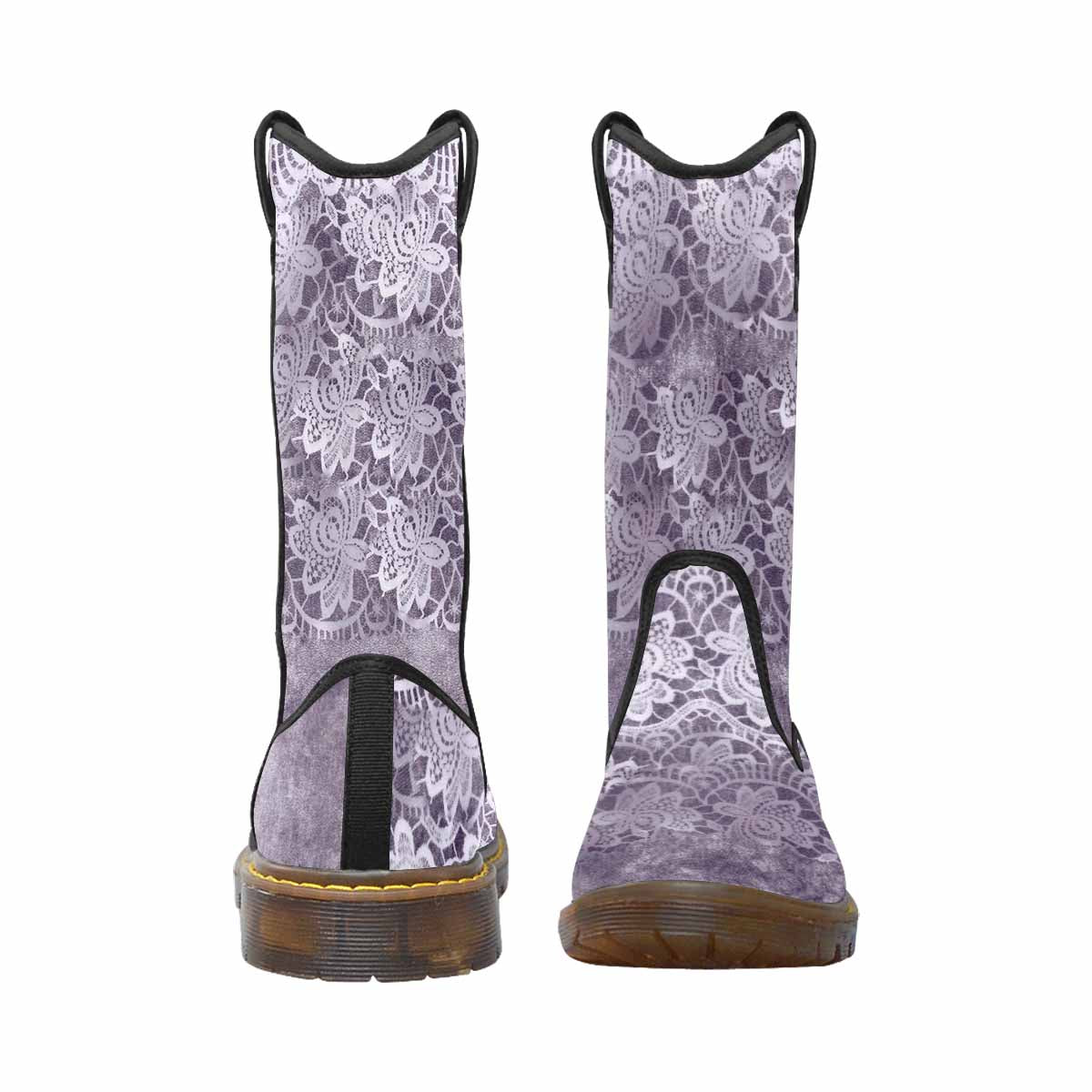 Victorian lace print, western lumber boots, design 39